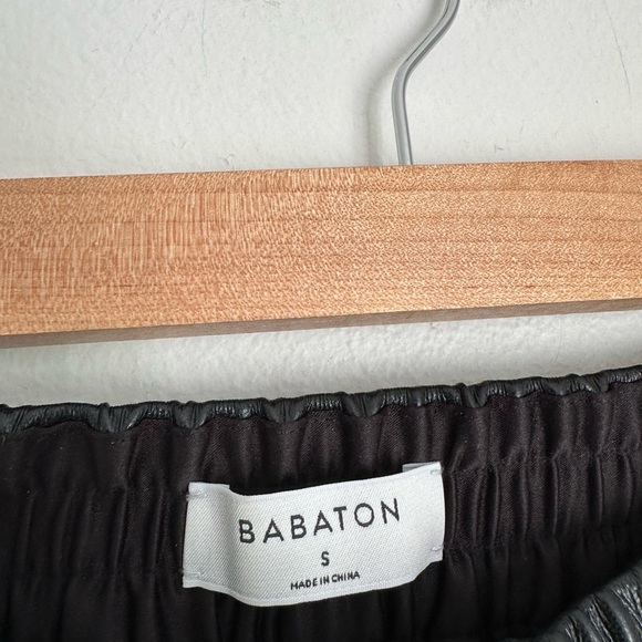 Babaton Aritzia Vegan Leather Straight Pants Elastic Waist in Black - Picture 5 of 6